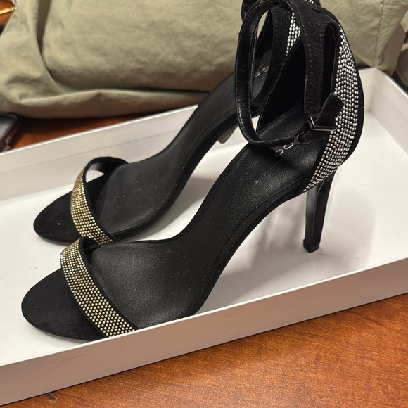 Aldo Black & Gold Stiletto Beaded Heels with Ankle Strap. Sz 6.5. 4.25” Heel. - Picture 2 of 6